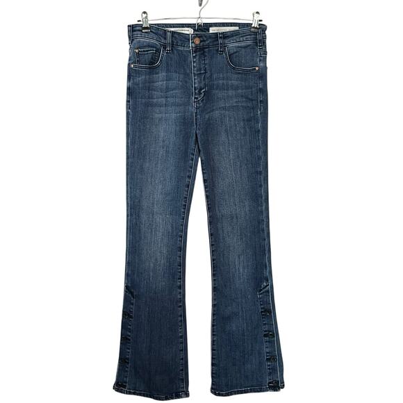 Pilcro Anthropologie Jeans Size 27 Button Hem High-Rise Bootcut Flare Stretch - Picture 2 of 14
